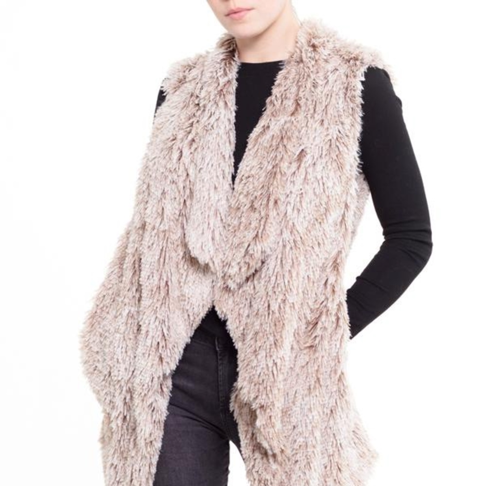 Open Front Faux Sherpa Vest